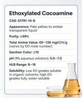 CAS 61791-14-8 Aminé de noix de coco éthoxylé Agent antistatique textile Adoucissant Agent de nivellement