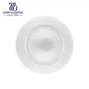 Elegant and Stunning Glass Plate White Vertical Stripe Glass Plate Custom Beef and Salad Plate for Special Wedding Celebration