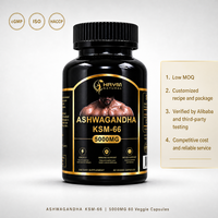 Capsules d'Ashwagandha KSM-66 de marque exclusive OEM/ODM, 5000 mg, complément alimentaire à base de plantes, favorisant l'énergie et l'immunité