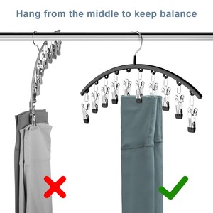 10 Clips Stainless Steel Clothes Drying <strong>Hanger</strong> <strong>Multi</strong>-functional Wind-resistant Metal <strong>Hanger</strong> for Clothes - Product Image 5