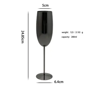 Stainless Steel Fine Rod Champagne Glass Red Wine Glass Gift Metal Water Glass