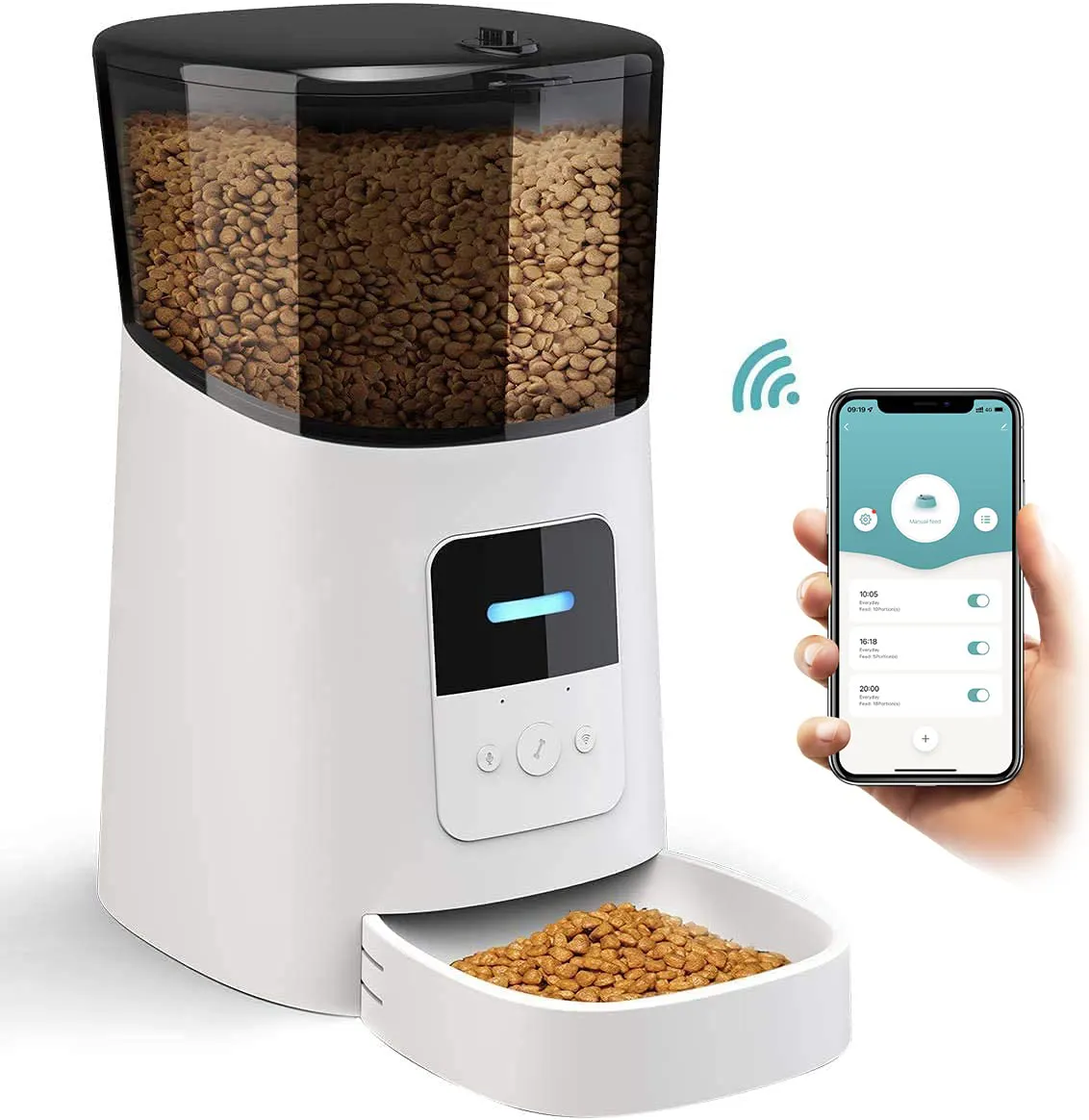 6L Tuya App Control Smart Automatic Pet Feeder 2.4G Wifi Dry Cat Dog Food Dispenser Battery Operated Automatic Pet Feeder