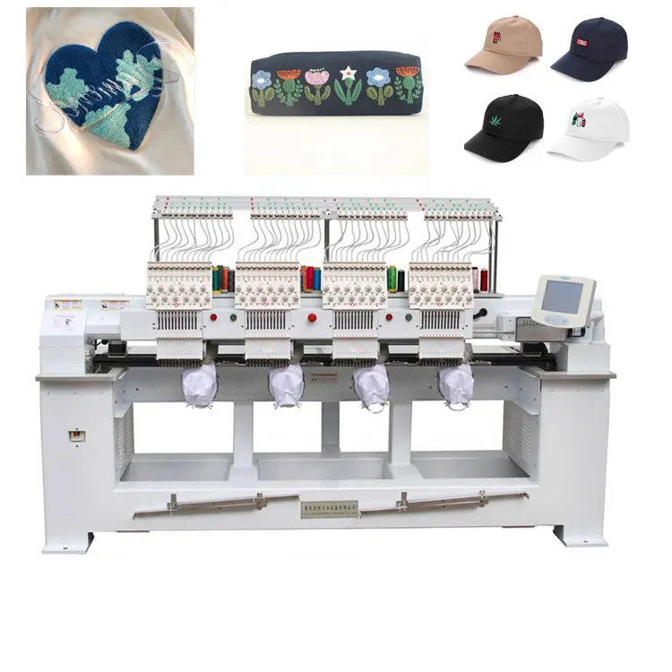 GED 4 Head 9/12/15 Needle T-Shirt Monogramming Machine Computerized Hat Shirt Flat Industrial Embroidery Machine Four Head