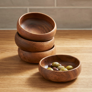 Collectable Vintage Party Dry Fruits <b>Snacks</b> <b>Bowl</b> Real Acacia Wood Eco-Friendly Polished Food Serving Salad Home Uttar Pradesh BS - Product Image 1