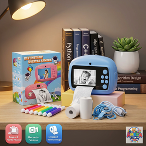 Cámara Digital Instantánea para Niños JR MS INDUSTRIES, Impresora de Fotos, Video HD 1080P, Pantalla de 2.4 Pulgadas, Lente Dual, USB, Cámara de Juguete Alcalina - Product Image 1