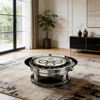 Table basse personnalisable en forme de montre, en FRP électroplaqué argenté, pour salon