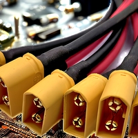 Adaptateur XT60 mâle-femelle, prise XT60H, 2 broches, contacts plaqués or, indice de protection IP40, 30A 500V, boîtier PA, connecteurs rectangulaires