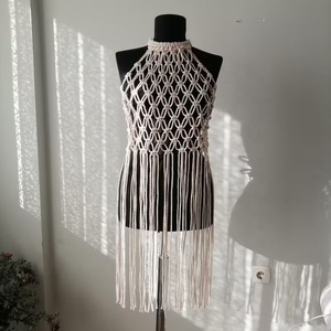 Boho Festival <span class=keywords><strong>coton</strong></span> naturel fait à la main femme cadeau <span class=keywords><strong>macramé</strong></span> plage couvrir jupe robe - Product Image 3