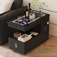 Table d'appoint mobile intelligente avec chargeur sans fil et haut-parleur Bluetooth, table d'appoint mobile pour salon et chambre à coucher