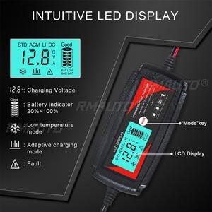 Andeman Chargeur de batterie de voiture intelligent entièrement automatique 12V-6A/14V-6A pour batteries au lithium-fer, avec grand écran LCD et étanchéité IP65 - Product Image 6