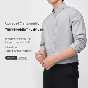 Camicia da <span class=keywords><strong>Uomo</strong></span> in Puro Cotone Oxford a Maniche Lunghe, Taglia Europea, Personalizzabile OEM ODM con Logo, Elasticizzata e in Tinta Unita - Product Image 2