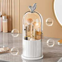 Organisateur de pinceaux de maquillage rotatif à 360°, étanche, anti-poussière, en plastique transparent, boîte de rangement cosmétique pour coiffeuse, vente en gros