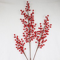 Branchelettes artificielles de baies rouges en plastique pour sapin de Noël et décoration intérieure – Vente directe usine