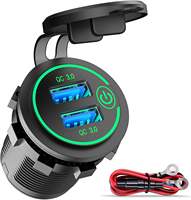 Chargeur double USB Quick Charge 3.0, prise USB 36W, charge rapide avec interrupteur tactile et LED bleue pour voiture, bateau, marine, VTT 12V/24V