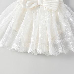 <b>Summer</b> White Baptism <b>Dress</b> Lace Hair Band Set for Girls 0-18m Infant Baby Birthday Party Outfit Includes 2pcs Eco-Friendly - Product Image 5