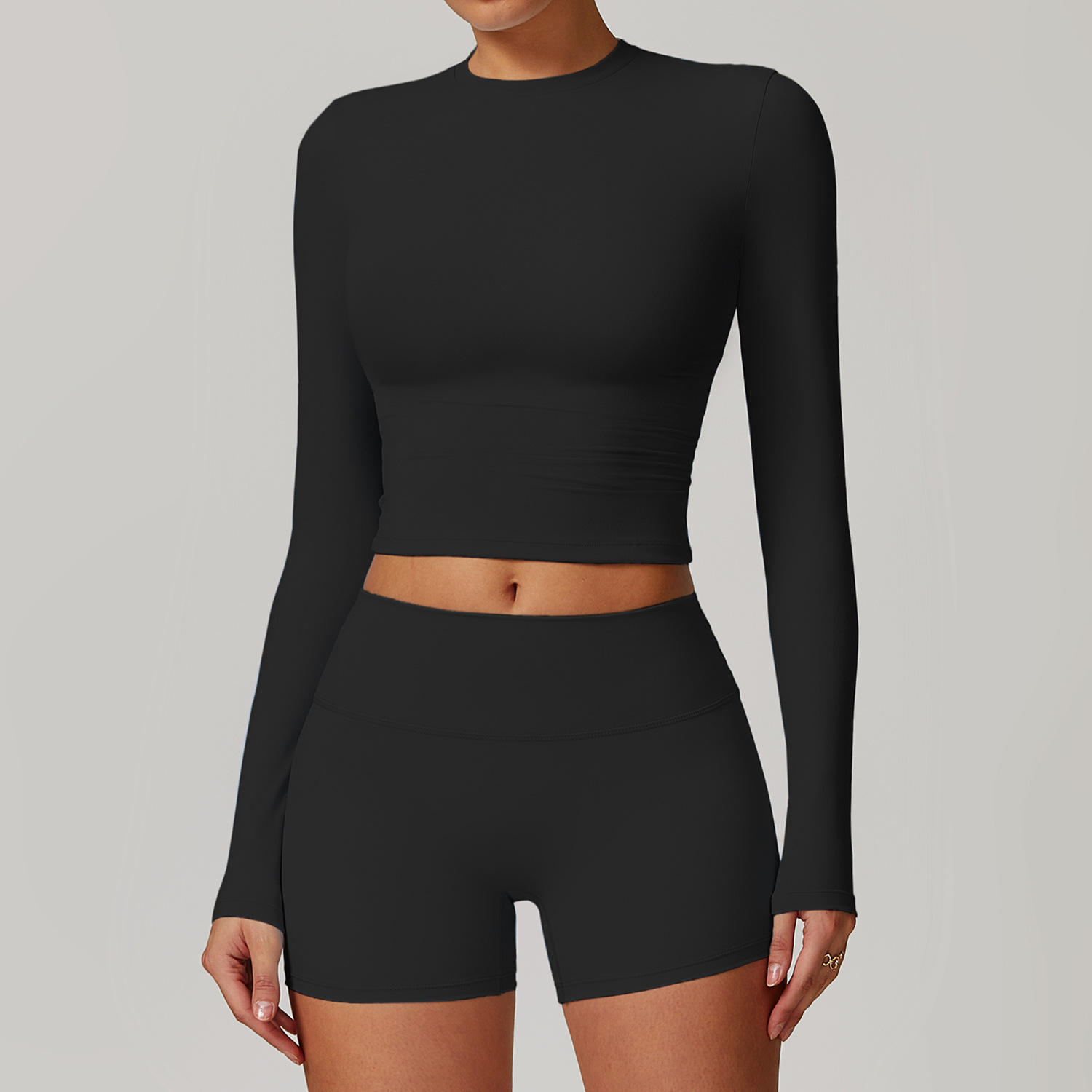 8886 เสื้อแขนยาว, 8519 กางเกงขาสั้น, สีดำระดับไฮเอนด์