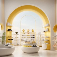 Présentoir de chaussures de détail moderne, unité d'étagère personnalisée pour baskets, pour l'aménagement intérieur des magasins de chaussures et la conception de vitrines commerciales