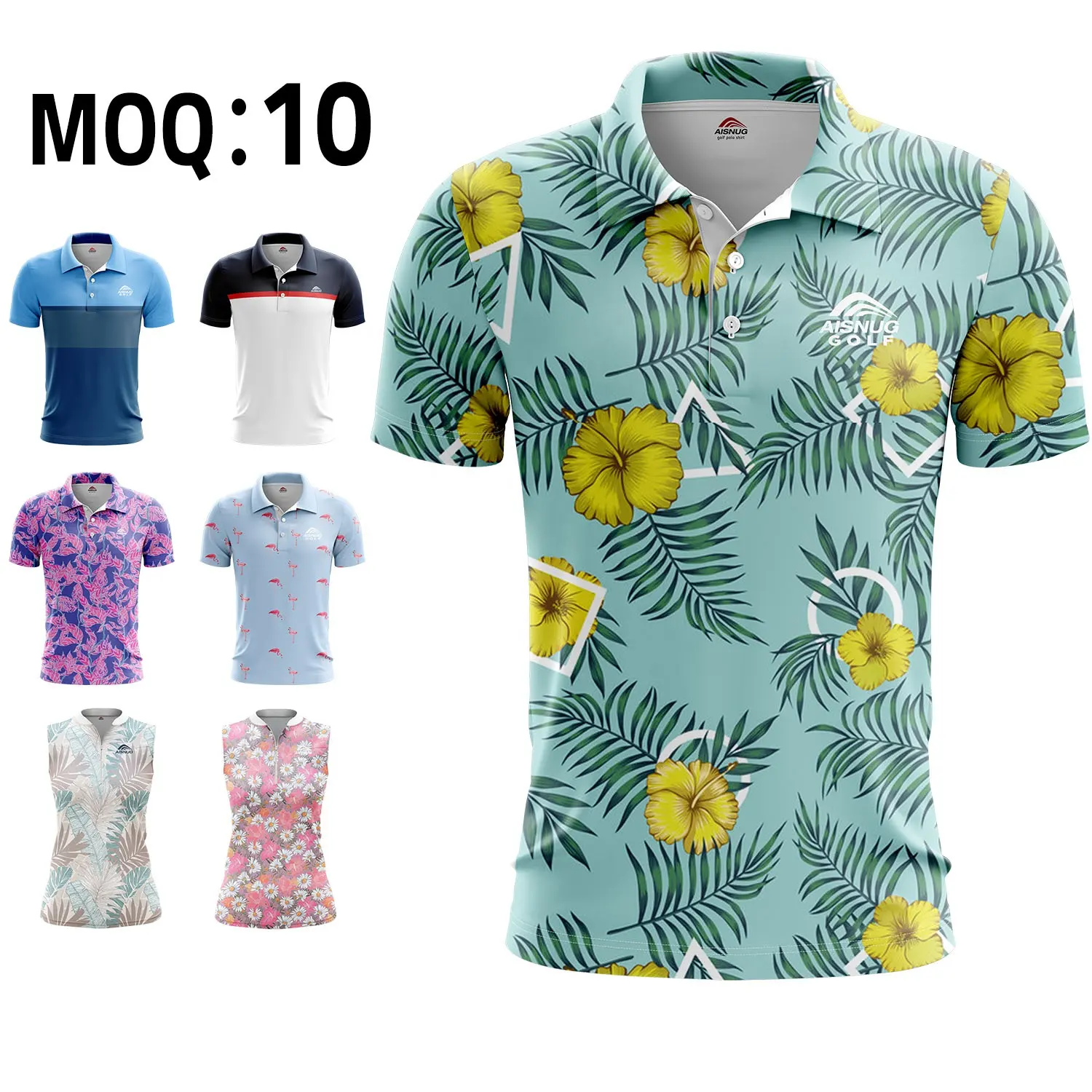 OEM custom logo printed sublimated golf polo t shirt custom polo shirt for men