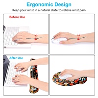 Repose-poignets ergonomique en gel pour clavier motif chat de dessin animé et tapis de souris en mousse à mémoire de forme pour PC avec base en caoutchouc, couleur personnalisable, en stock