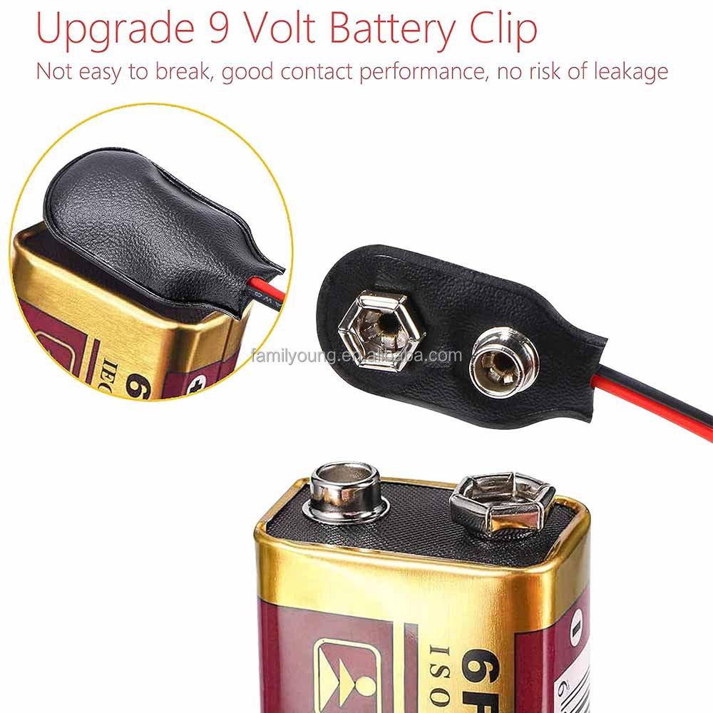BOUCLE DE BATTERIE 9 V facile à utiliser avec longueur de câble