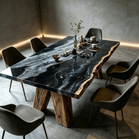 Table à manger en bois massif naturel avec résine époxy, meubles pour la maison, la villa, le restaurant, le bar, le salon