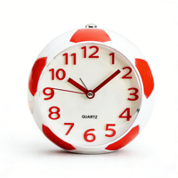 Jam Alarm Meja Bundar Sepak Bola dengan Melodi yang Dapat Diganti & Alarm Lonceng Simulasi, Fitur Snooze, Lampu Malam, Hemat Daya & Tahan Lama
