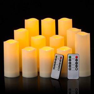 <b>Set</b> of 9 Remote Control with Battery Operated Decorative Led <b>Candles</b> Real Wax Pillar Flameless <b>Candles</b> Lights - Product Image 4
