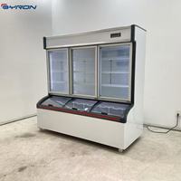Réfrigérateur-congélateur combiné BYRON 3 avec porte vitrée, refroidissement mécanique par ventilateur, 380L-1200L, froid supérieur, congélation inférieure, éclairage LED pour plus de commodité