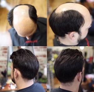 شعر مستعار للرجال شعر مستعار للرجال غير مرئي طبيعي من الحرير الكامل شعر مستعار أسود مسترسل للرجال - Product Image 5