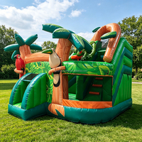 Château gonflable commercial pour enfants à thème jungle avec toboggan et souffleur – Idéal pour les fêtes