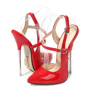 Scarpe da Donna Taglie Forti 45 46, Tacchi 16CM, Sandali di Lusso <span class=keywords><strong>con</strong></span> Cinturini, Tacchi <span class=keywords><strong>in</strong></span> Vernice, Sexy Stiletto per Pole Dance - Product Image 6