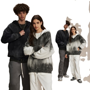 Men's Retro Old Fashion <b>Hoodie</b> High Quality Custom Embroidery 3D Oversize Loose Wash <b>Thin</b> Style Long Dirty Dyeing 100% Cotton - Product Image 2