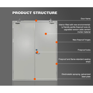 90 דקות דלת מתכת חלולה סטנדרטית דלתה מדורה אחת דלת אש חיצונית עם לחץ פאניקה - Product Image 4