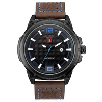 Montre-bracelet à quartz pour homme NS Never Stop N905, nouvelle montre sportive étanche avec bracelet en cuir, date automatique et aiguilles lumineuses