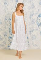 En gros Chemise de nuit longue pour femme en dentelle de coton, unie, vintage, décontractée, sexy, respirante et douce, sans manches