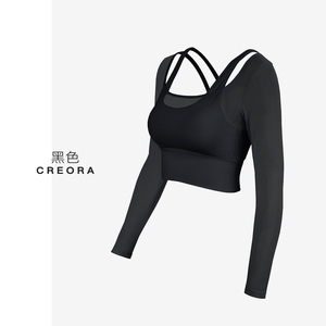 Venta al por Mayor de Tops Cortos Sexys 2 en 1 para Mujer, Malla Transpirable, Acolchados, Lujosos y Elegantes, Camisetas de Manga Larga Estilo Y2K - Product Image 3