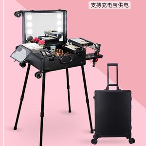 Maleta de Aluminio y Magnesio Obox, Gran Capacidad, Ruedas Giratorias, Caja de Almacenamiento de Cosméticos Resistente, Rosa, Oro Rosa, Negro - Product Image 5