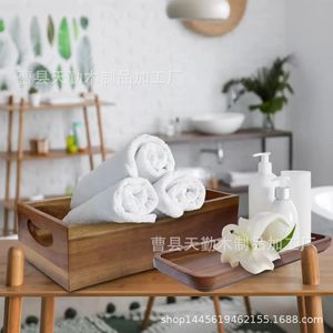 Wooden storage rack, cross-border creative home bathroom acacia wood <b>perfume</b> <b>tray</b>, miscellaneous items storage box set. - Product Image 2