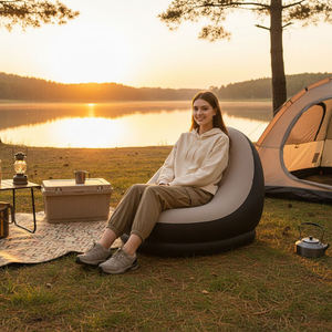 <b>Inflatable</b> Bean Bag <b>Sofa</b> with Footstool Teardrop Shape PVC Modern Reclining Outdoor Chair for Camping and Leisure - Product Image 2