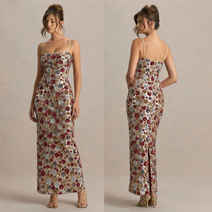 2026 Factory Elegant Lady Strapless Dress Floral Long Gown <strong>Sexy</strong> Backless Women <strong>Party</strong> Back Split Maxi Sequin Evening Dresses - Product Image 5