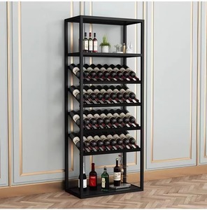 Vintage ferro arte do assoalho-à-teto cremalheira do vinho sala divisória armário com exibição de vinho tinto Bar mobília Wine Glass Rack - Product Image 6