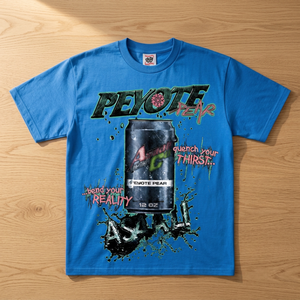 เสื้อยืดแขนสั้นสีน้ำเงินสำหรับผู้ชาย พิมพ์ลายลูกแพร์ด้านหน้า โลโก้สไตล์สตรีท ทรงหลวม คอกลม พิมพ์ลายด้วยเทคนิคซิลค์สกรีน - Product Image 3