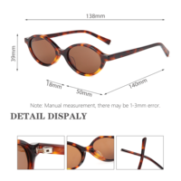 Lunettes de soleil ovales simples de luxe pour femmes, personnalisées, style hip-hop punk unisexe, monture en acétate léopard, protection UV400