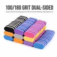 Mini bloc éponge ovale pour polissage des ongles, grain 100/180, double face, 4,5x2,0cm, pour kits d'ongles à presser, lot de 50 pièces