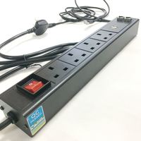 Prise standard Internet Prise de courant Unité d'alimentation Strip Rack UK Mounted ABS 19 pouces Prise d'alimentation de bureau