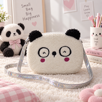 Pochette cosmétique en polaire sherpa douce avec patch en chenille duveteuse pour le maquillage et le rangement personnel