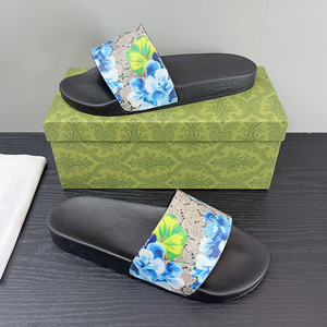 Nouvelles <span class=keywords><strong>sandales</strong></span> décontractées à bout ouvert de style estival de la marque G, imprimé floral bleu/rouge, pour l'extérieur - Product Image 5