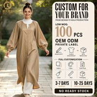 Robes maxi sur mesure pour femmes musulmanes, vêtements islamiques de couleur unie, design boutonné, robe abaya pour femmes musulmanes, robe chemise modeste