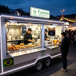Nouveau camion de restauration mobile rétro moderne en acier inoxydable et fibre de verre, résistant à la rouille, pour usage extérieur, vente en gros - Product Image 5