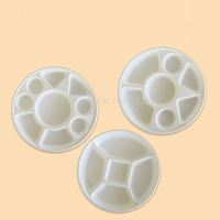 Assiette biodégradable pour hot pot, plateau spécial restauration rapide et hôtellerie, plateau à compartiments 5, 7, 9, en pulpe de bagasse de canne à sucre, assiettes rondes de 10 pouces